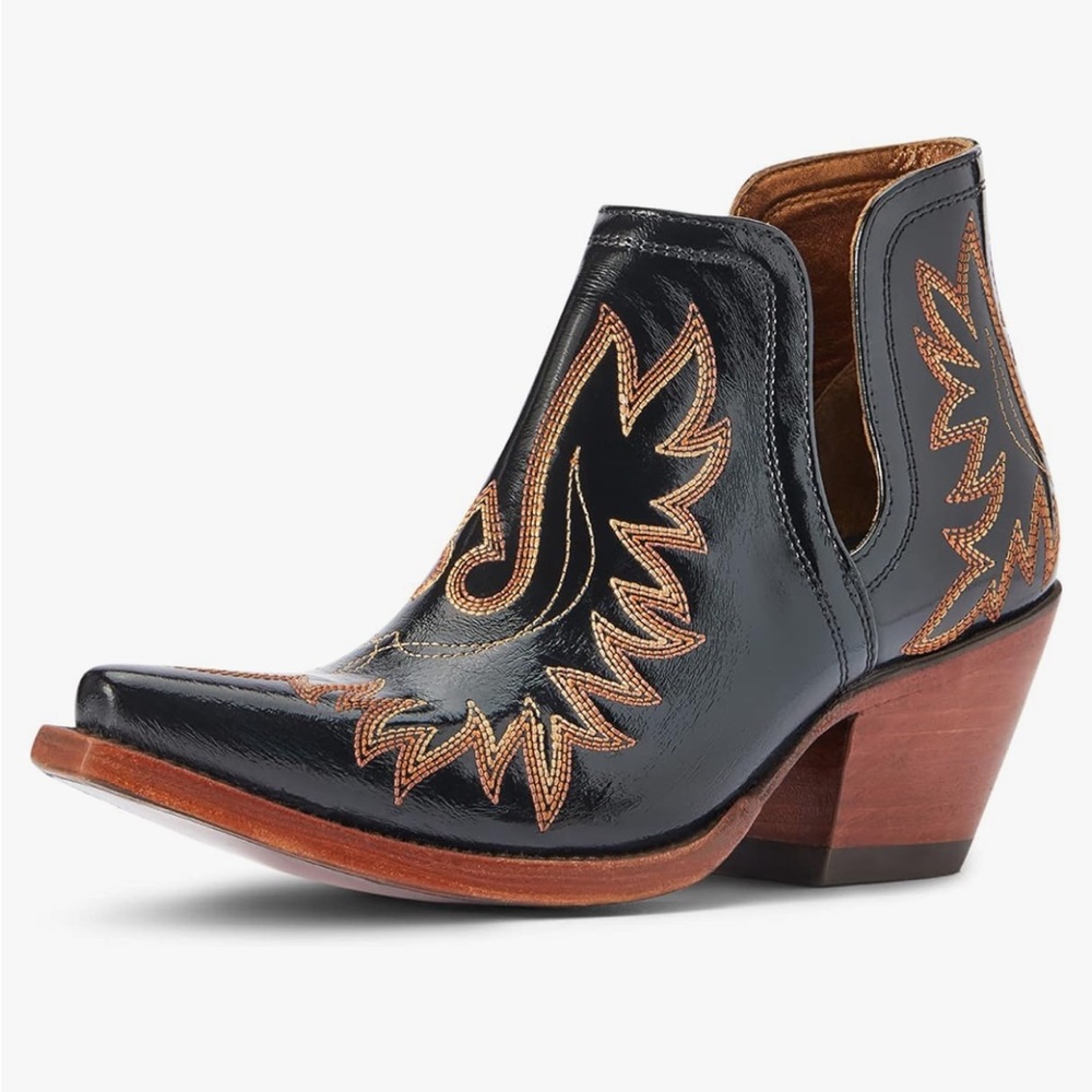 Ariat Black and Brown Western Ankle Boots